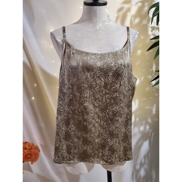 Chicos Snake Print Tunic Top Tank Set Size 3 US XL 16/18 Beaded Sheer Beige - Picture 6 of 10
